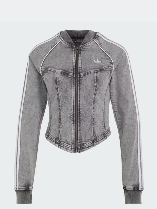 adidas Jackets & Blazers - adidas Corset Grey Denim-Style Women’s Zip Track Jacket